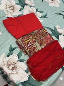 Vibrant Red suit unstitched material