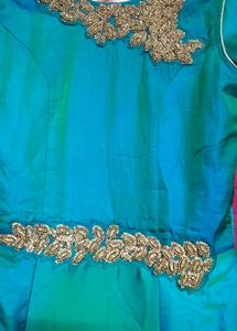 Beautiful Teal &amp; Green Embellished Gown