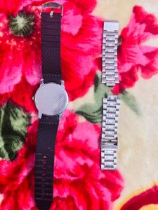 Men's Stainless Steel Watch with 2 strap