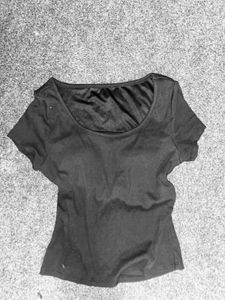 Black Short Sleeve T-Shirt inbuilt bra