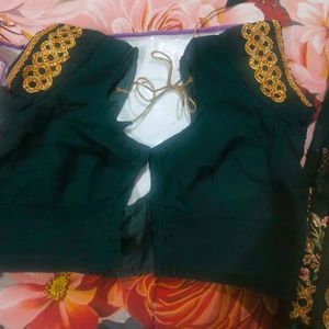 Beautiful Emerald Green Embroidered Saree