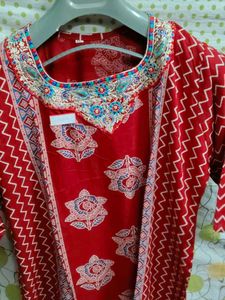 Red Ethnic Printed Kurta