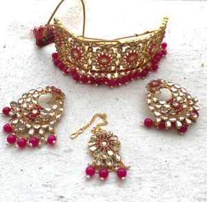 Alloy Pink Gold Played Jewellery Set