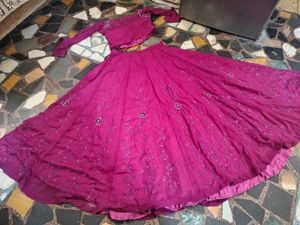 vine colour embroidery lehanga