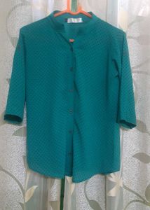 Teal Polka Dot Blouse