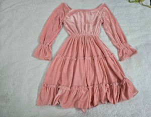 Pink Velvet Tiered Dress bust 34~36