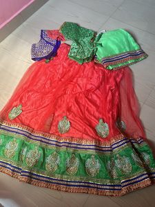 Green Bridal Lehenga With 2 Customized Blouse