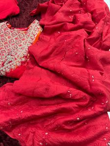 Red Embroidered Kurta Set with Dupatta