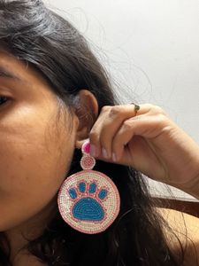 Cute Paw Print Beaded Earrings