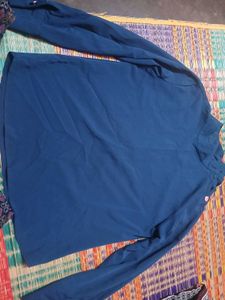 Teal Mock Neck Button Detail Top