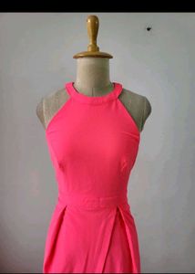 Vibrant Pink Halter Neck Dress