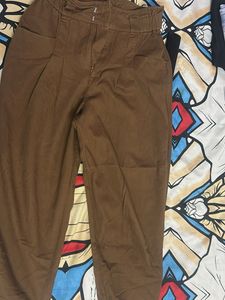 Brown High-Waisted Trousers