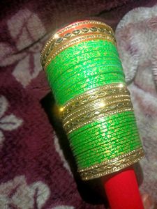 Green &amp; Gold Bangle Set