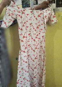 Floral Midi Dress with Puff Sleeves
