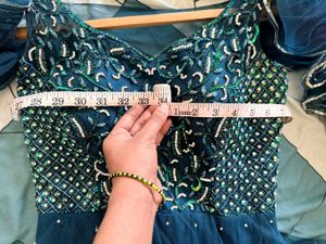 Blue Heavy Flare Handwork Gown