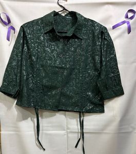 Stylish Emerald Green Textured Blouse