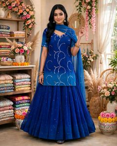 Royal Blue Embellished Lehenga Choli