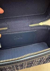 Zara navy blue tweed vanity bag