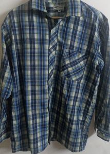 Men's Blue Plaid Long Sleeve Shirt