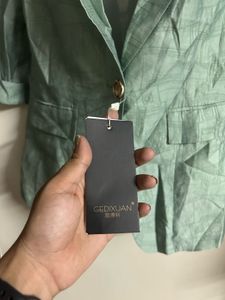 Light Green Textured Blazer