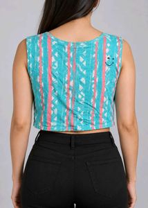 Chic Sleeveless Geometric Print Crop Top