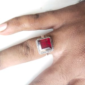 925 Silver High Quality Maroon Stone Ring 💍