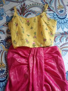 MAX Pink Metallic Top Skirt Set