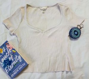 Ribbed V-Neck Crop Top
