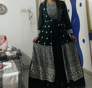 Emerald Green Embroidered Gown