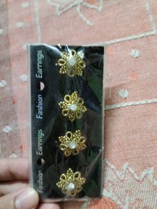 Floral Gold Stud Earrings - New!