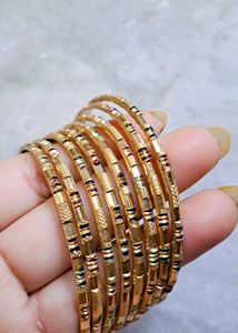 Golden Color Metal Bangle Set Of 8 &amp; Size-2"8