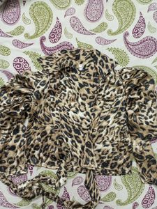 Leopard Print Tie-Up Blouse