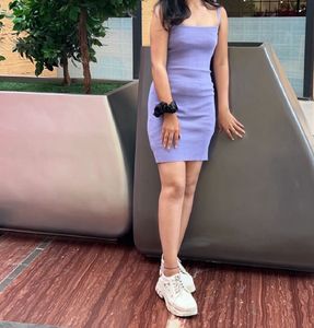 korean Lavender Bodycon Mini Dres