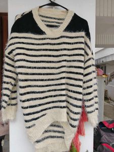 Striped Fuzzy Knit Sweater