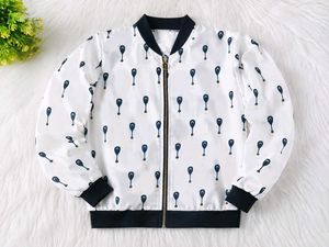White Bomber Jacket with Droplet Print