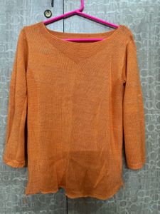 Sparkly Orange Knit Top