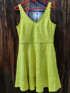 V-Neck Textured Fit &amp; Flare Dress