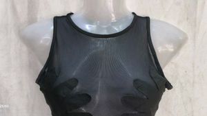 Mesh Hand Detail Crop Top