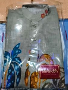 Boys Printed Kurta Pajama Set | Grey &amp; Sky Blue Et
