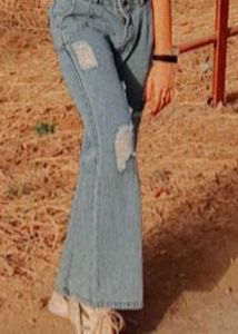 Trendy Ripped Wide Leg Jeans