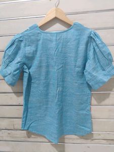 Chic Light Blue Button-Up Top