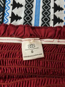 Red Smocked Puff Sleeve Top