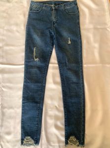 Ripped Blue Denim Jeans
