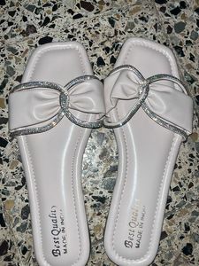 Rhinestone Bow Slide Sandals