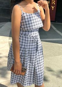 Chic Plaid Midi Dress| black n white