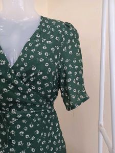 Floral Green Wrap Dress