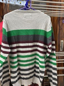 unisex  Striped V-Neck Sweater