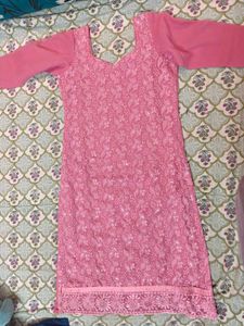 Mauve embroidered Kurta churidar and dupatta