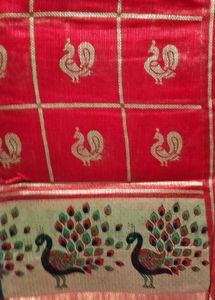 Elegant Red Peacock Saree