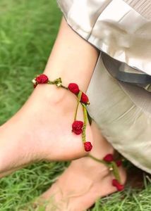 Crochet Rose Anklets with Bells